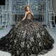 Princess Black Quinceanera Dresses Off the Shoulder Ball Gown 2024 Sweet 16 Dress Beads Appliques Lace Tull 15th Party