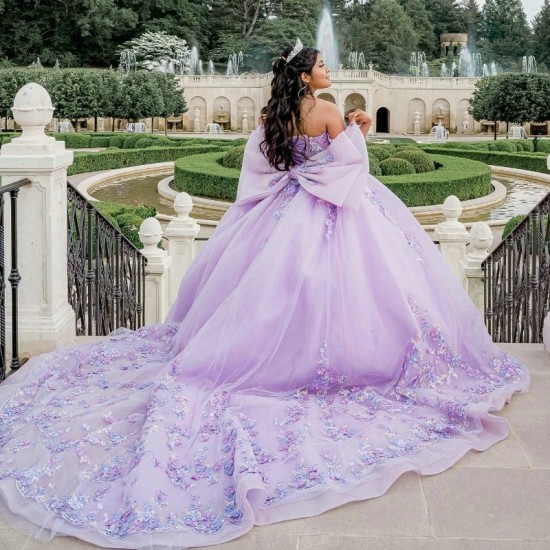 Princess Lavender Quinceanera Dress Ball Gown Charming Classic Appliqué Lace Beads Tull Sequin Sweet 16 Dress vestidos 15 anos