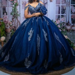 Princess Royal Blue Quinceanera Dresses 2024 Luxury Applique Crystal Tassel Lace up vestidos 16 de xv anos Sweet 15 Gown