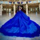 Ruffle Royal Blue Shiny Ball Gown Quinceanera Dress 2024 Pleats Beads Princess Mexico Sweet 16 Dress 15 Birthday Vestidos De XV