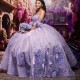 Sequined Lilac Princess Quinceanera Dresses Lace Applique Beads Ball Skirt Sweet 16 Birthay Party Prom Gown Vestido De 15