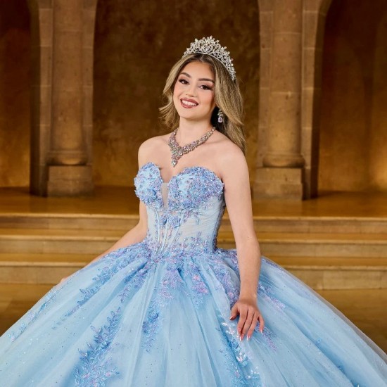 Sequined Sky Blue Appliques Beading Shiny Crystal Tull Ball Gown Quinceanera Dresses With Cape Corset Vestidos De 15 Anos