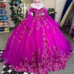 Sexy Off The Shoulder Quinceanera Dress With Bow Lace Applique Sequins Beading Mexican Sweet 16 Vestidos De XV 15 Anos Birthday