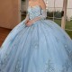 Shiny Ball Gown Sky Blue Quinceanera Dresses Sequined Appliques Beading Crystal Corset Vestidos De 15 Anos Sweet 16 Dress