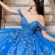 Shiny Princess Blue Quinceanera Dresses Beads Lace Appliques Crystals Beads Birthday Party Sweet 16 Dress Ball Gown Vestidos De