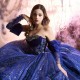 Shiny Royal Blue Quinceanera Dresses Ball Gown Off The Shoulder Beaded Crystal Mexican Sweet 16 Dresses vestido xv 15 anos