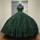 Sparkly Blackish Green Sequin Quinceanera Dresses Ball Gown Dress Birthday Prom Gowns Lack Up Sweet 16 Dresses vestidos de 15