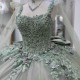 Sparkly Light Green Quinceanera Dresses Puffy Beaded Appliques Sweet 16 Ball Gown Tulle 3D Floral Vestidos XV 15 Anos Prom Gown