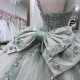 Sparkly Light Green Quinceanera Dresses Puffy Beaded Appliques Sweet 16 Ball Gown Tulle 3D Floral Vestidos XV 15 Anos Prom Gown