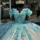 Sparkly Light Green Quincenara Dress Champagne lining Applique Beading Sequin Quinceanera XV Sweet 16 Ball Gown Vestidos De 15