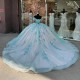 Sparkly Light Green Quincenara Dress Champagne lining Applique Beading Sequin Quinceanera XV Sweet 16 Ball Gown Vestidos De 15