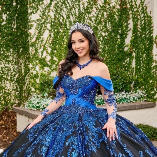 Sparkly Navy Blue Quinceanera Dresses Off Shoulder Applique Lace Corset vestido 15 anos quinceanera lace up Sweet 16 Gown