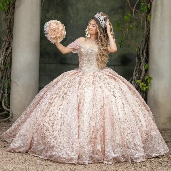 Sparkly Pink Quinceanera Dress Ball Gown Lace Appliques Beading Crystal With Tiered Bow Sweet 16 Vestido De 15 Anos