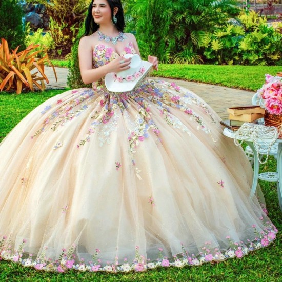 Off The Shoulder Champagne Quinceanera Dress Ball Gown Applique Lace Tull Sleeveless Sweet 16 Vestido De 15 Anos