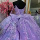 Off The Shoulder Lavender Quinceanera Dresses Ball Gown Sleeveless Floral Appliques Lace Handmade Flowers Beads Sweet 15 Party