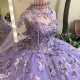 Off The Shoulder Lavender Shiny Ball Gown Quinceanera Dresses Applique Lace Tull With Cape Sweet 16 Corset Vestidos De 15 Anos