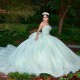 Off The Shoulder Light Green Princess Ball Gown Quinceanera Dress Applique Lace Tull Sweet 16 Dress Birthday Party Gown vestidos