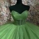 Off The Shoulder Light Green Shiny Quinceanera Dress Ball Gown Beads Tull Corset Sweet 15 Vestidos De XV Anos Party Princess 16