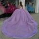 Off The Shoulder Lilac Ball Gown Quinceanera Dresses Appliques Lace Beading Crystal Tull Sweet 16 Vestidos De 15 Anos