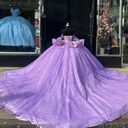 Off The Shoulder Lilac Vestidos De 15 Anos Quincenara Dresses 2024 Lace Applique Tull Sequin Sweet 16 Prom Gowns