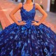 Off The Shoulder Navy Blue Glitter Ball Gown Quinceanera Dresses Sweet 16 Princess Applique Bow Beads Prom Gowns Vestidos De 15