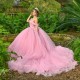 Off The Shoulder Pink Shiny Princess Ball Gown Quinceanera Dress Applique Lace Beads Tull Sweet 16 Dress Vestido De 15 Anos