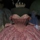 Off The Shoulder Pink Shiny Quinceanera Dress Sweet 16 Dress Lace Beading Crystal Tull Graduation Party Princess Dress vestidos