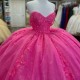 Off The Shoulder Rose Red Shiny Quinceanera Dress Mexican Vestidos De 15 Princess Sweet 16 Birthday XV Ball Gown Cinderella Girl