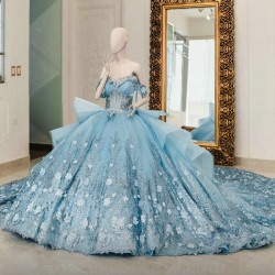 Off The Shoulder Sky Blue Quinceanera Dress 2024 Vestidos De 15 Anos Ball Gown Sweet 16 Birthday Party Gown Pageant Miss