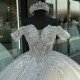 Off The Shoulder White Ball Gown Quinceanera Dresses Appliques Lace Beading Crystal Tull Corset Vestidos 15 Para XV Anos