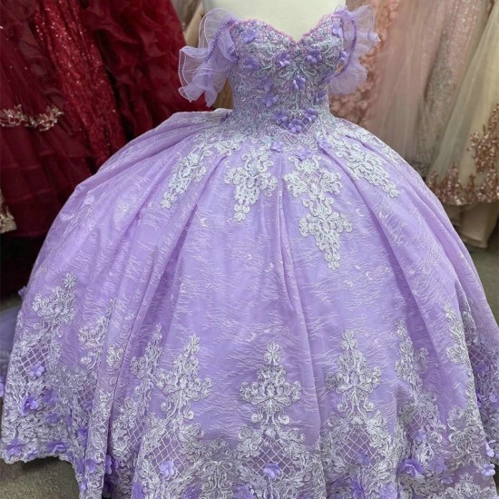 Princess Lavender Quinceanera Dresses Flower Applique Beads Ball Gown Sweet 16 Dress Vestidos De 15 Anos Quinceanera Pageant