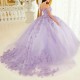 Romantic Butterfly Lilac Lavender Quinceanera Dresses Off the Shoulder Caftan Beaded Lace-up corset prom Sweet 16 Dress Vestidos