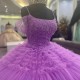 Ruffles Lavender Quinceanera Dress Spaghett Straps with Beads Tull Sleeveless Sweep Train Ball Gown Sweet 16 Dresses vestidos de