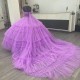 Ruffles Lavender Quinceanera Dress Spaghett Straps with Beads Tull Sleeveless Sweep Train Ball Gown Sweet 16 Dresses vestidos de