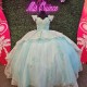 Shiny Aqua Blue Quinceanera Dresses Princess Sweet 16 Girls Applique Lace Beads Party Prom Dress Pageant Wear 15 vestidos de xv