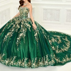 Shiny Green Quinceanera Dresses 2024 Formal Luxury Party Beading Lace Appliques Sweet 15 Dress Graduation Ball Gwon Prom Gowns