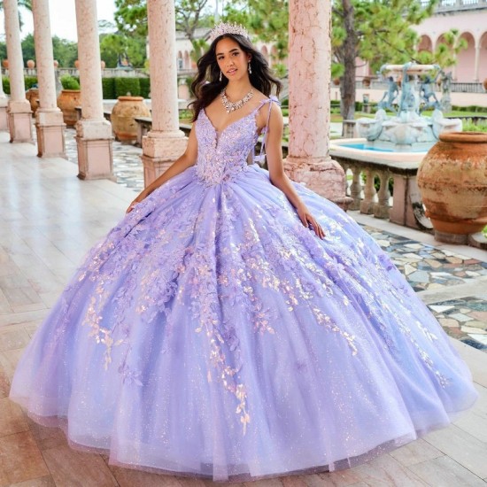 Spaghetti Strap Floral Gown Lilac Quinceanera Dress 2024 Sequin Applique Lace Basque Glitters Vestidos De 15 Quinceanera