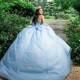 Spaghetti Strap Princess Sky Blue Quinceanera Dresses Bow Beads Tull Corset Sweet 16 Dress Vestidos De 15 Anos Birthday