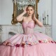 Sparkling Pink Sweetheart Quinceanera Dress 2024 Off the Shoulder Beads Crystal Applique Party Sweet 16 Ball Gown Graduation