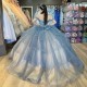 Sparkly Navy Blue Quinceanera Dresses Formal Luxury Party Beading Crystal Tull Tiered Sweet 15 Dress Graduation Ball Gwon Prom