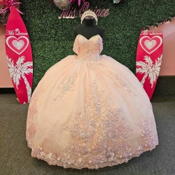 Sparkly Pink Off the Shoulder Princess Ball Gown Quinceanera Dresses 2024 Appliques Lace Sweetheart Sequined Vestidos De 15 Anos