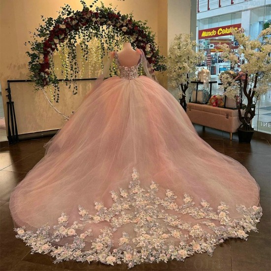 Sparkly Pink Princess Ball Gown Quinceanera Dresses 2024 Appliques Spaghetti Strap Sweetheart Sequined Vestidos De 15 Anos