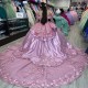 Sparkly Princess Pink Quinceanera Dresses Floral Applique Lace Beads Corset vestidos de 15 quinceanera 2024 Prom Lace Up