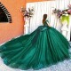 Sweetheart Green Ball Gown Quinceanera Dresses Beads Appliques 3DFlower Prom Dress Birthday Party Gowns Vestidos De 15