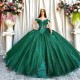 Sweetheart Green Ball Gown Quinceanera Dresses Beads Appliques 3DFlower Prom Dress Birthday Party Gowns Vestidos De 15