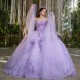 Sweetheart Lavender Ball Gown Quinceanera Dress Beaded Appliques Birthday Party Gowns 3D Flowers Ruffles Sweet 16 15Robe De 