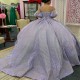 Sweetheart Lavender Shiny Ball Gown Quinceanera Dress Corset Lace Appliques Beading Sequins Sweet 16 Dress Vestidos De XV Anos