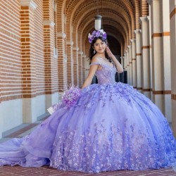 Sweetheart Lavender Sparkly Ball Gown Quinceanera Dresses Beads Appliques Long Prom Dress Birthday Party Gowns Vestidos De 15