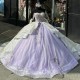 Sweetheart Lilac Shiny Quinceanera Dresses Applique Lace Tulle Off the Shoulder Girls Birthday Princess 16 Party Prom Gowns