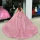 Sweetheart Pink Ball Gown Beaded Quinceanera Dress Princess Corset Dresses Appliques Beads Vestidos De 15 Anos